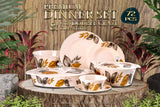 Special Premium 72 Pcs Dinner Set with Glass Cover | 100% Double Glaze Finish | Oven & Microwave Safe – by Mehar Clicks