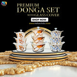 Luxury Melamine Crockery by Mehar Clicks – Super Quality DONGA SET With Glass Cover – 3 Pieces Donga Set